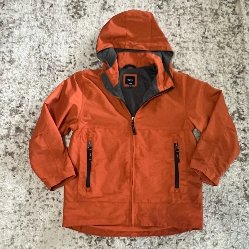 Gap Kids Orange Windbreaker Rain Lightweight Hooded Jacket size large 10